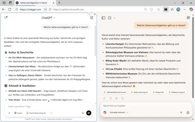 geteilter Bildschirm in Microsoft Edge