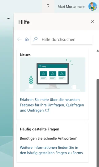 Hilfe in Microsoft Forms