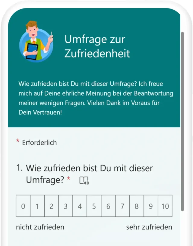 Formular-Vorschau auf dem Mobiltelefon