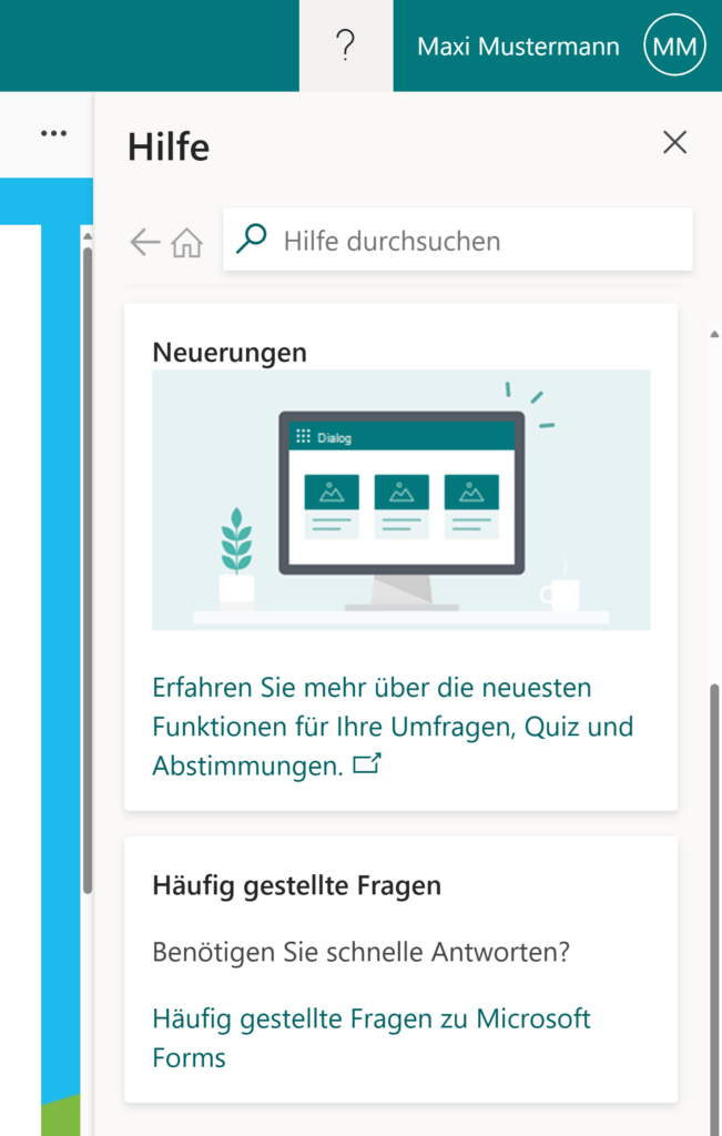 Hilfe in Microsoft Forms