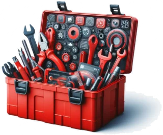Werkzeugkasten mit digitalen Tools
