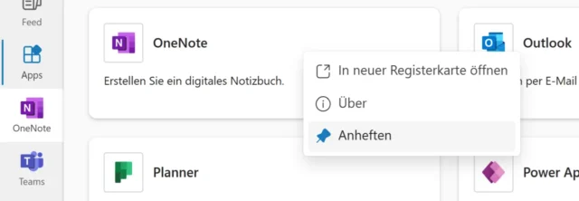 Web-App in Menüleiste anheften
