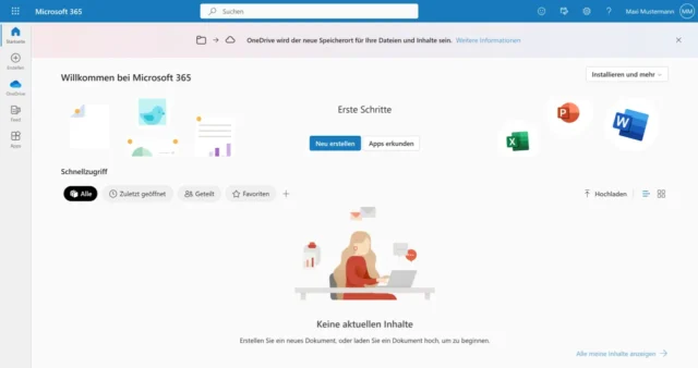 Startseite von Microsoft 365