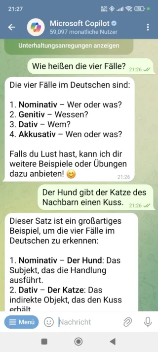 Chat mit Copilot in WhatsApp und Telegram
