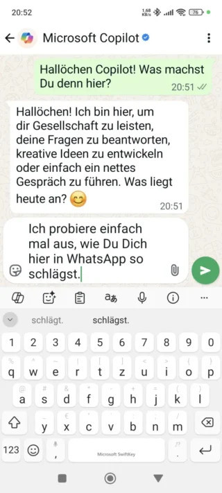 Chat mit Copilot in WhatsApp und Telegram