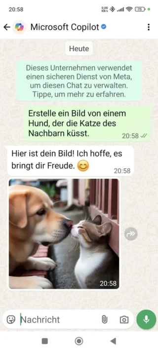 Bild erstellen mit Copilot in WhatsApp