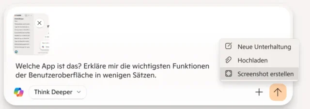 Eingabefeld der Copilot-App für Windows