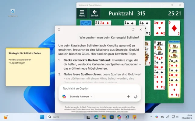 Schnellansicht der Copilot-App für Windows