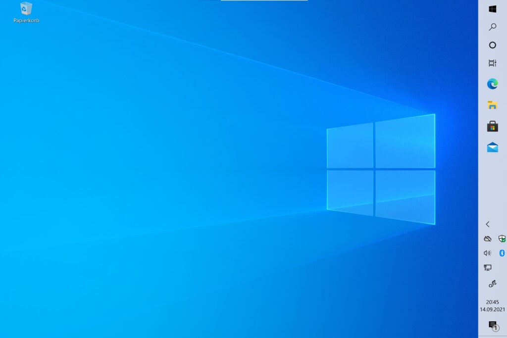 Taskleiste in Windows 10 am rechten Bildschirmrand