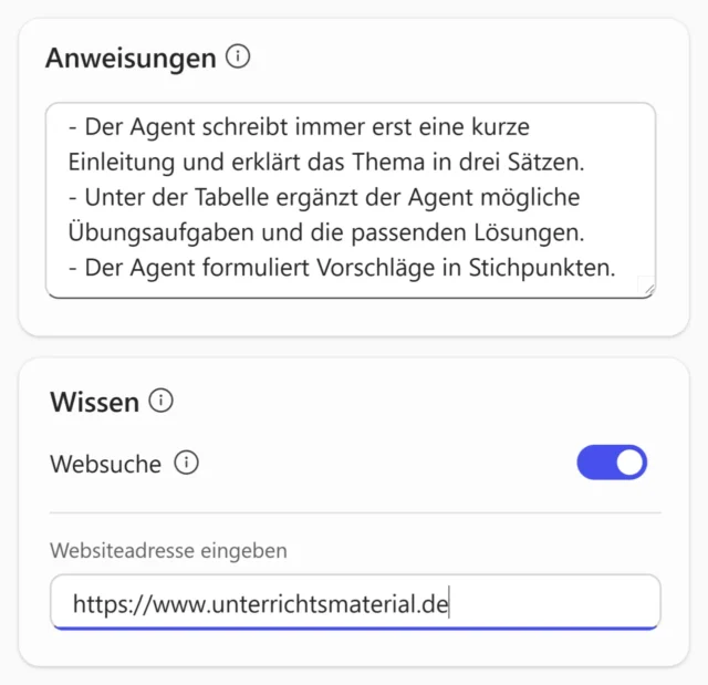 Agent mit Anweisungen und Wissen konfigurieren
