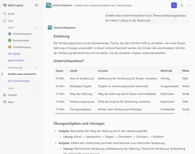 ausführliche Antwort vom Unterrichtsplaner