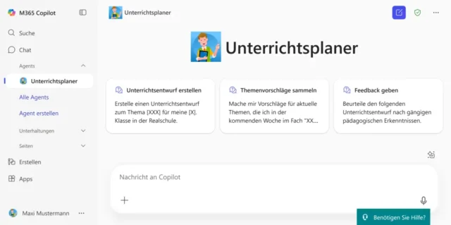 fertiger Agent mit eigenen Starter-Prompts