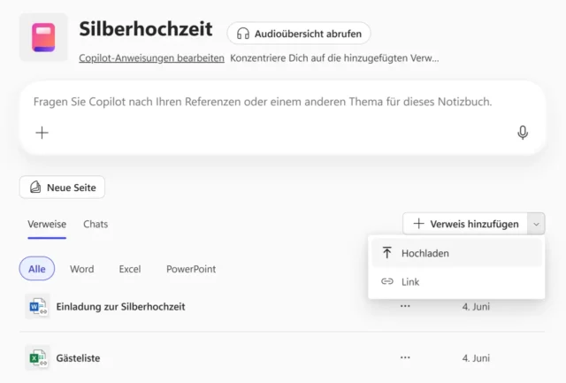 neues Notizbuch in Microsoft 365 Copilot