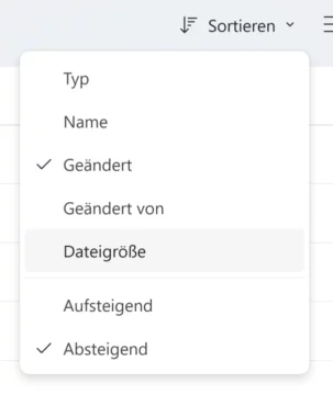 Dateien sortieren