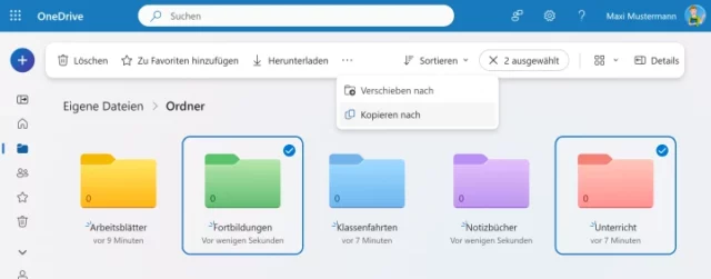 farbige Ordner in OneDrive Online