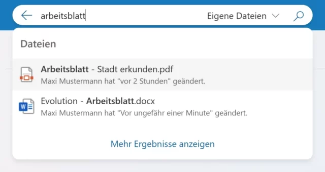 Suchfunktion in OneDrive Online