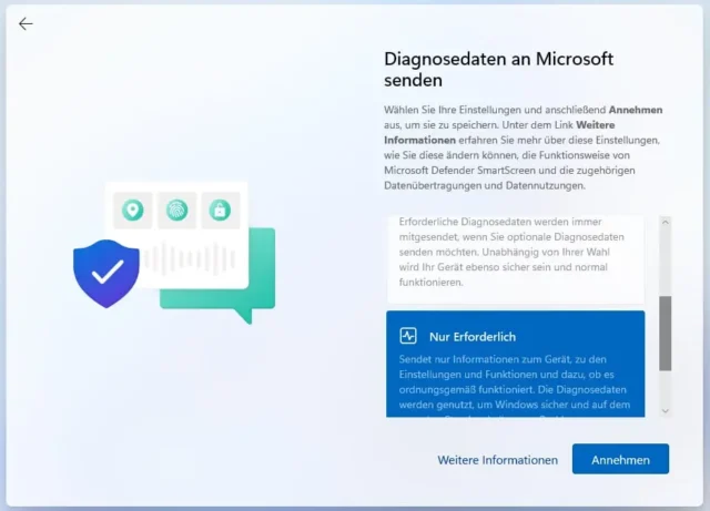Diagnosedaten an Microsoft senden?