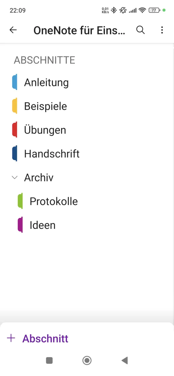 OneNote auf dem Smartphone (Android)