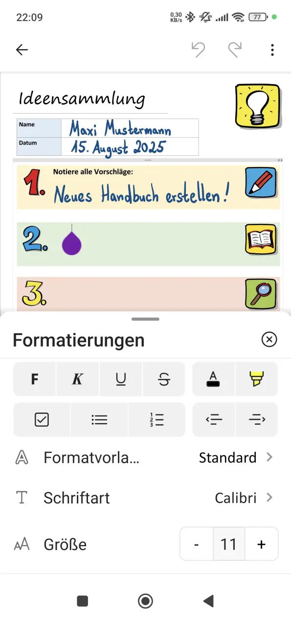 OneNote auf dem Smartphone (Android)