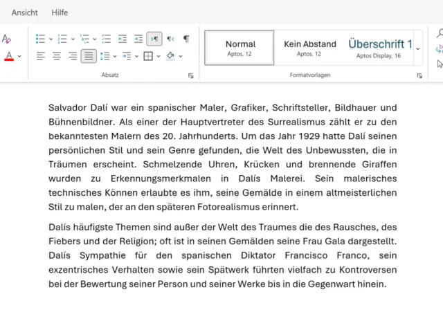 Text im Blocksatz