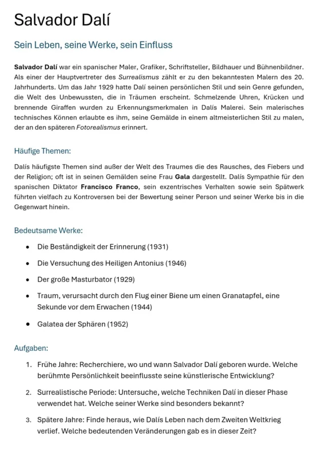 strukturiertes Dokument mit Überschriften