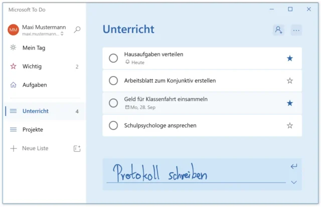 Aufgabenliste in Microsoft To Do