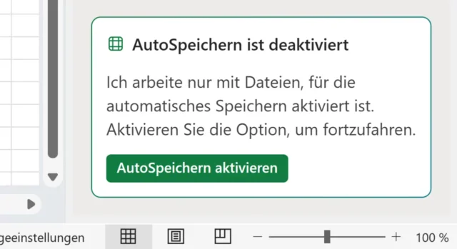 AutoSpeichern ist deaktiviert