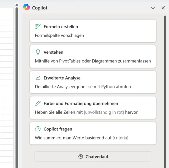 Beispiele für Prompts in Copilot für Excel