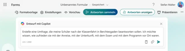 Formular von Copilot entwerfen lassen