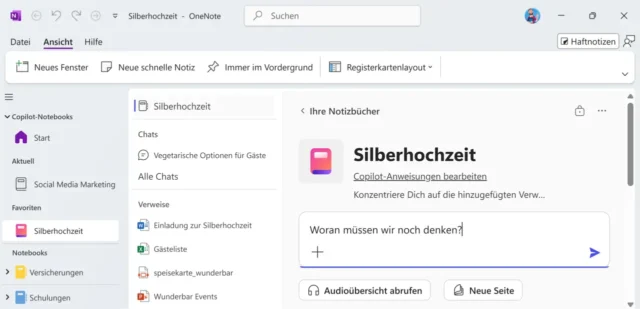 Copilot-Notebooks in OneNote