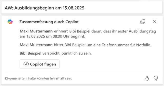 Zusammenfassung durch Copilot in Outlook