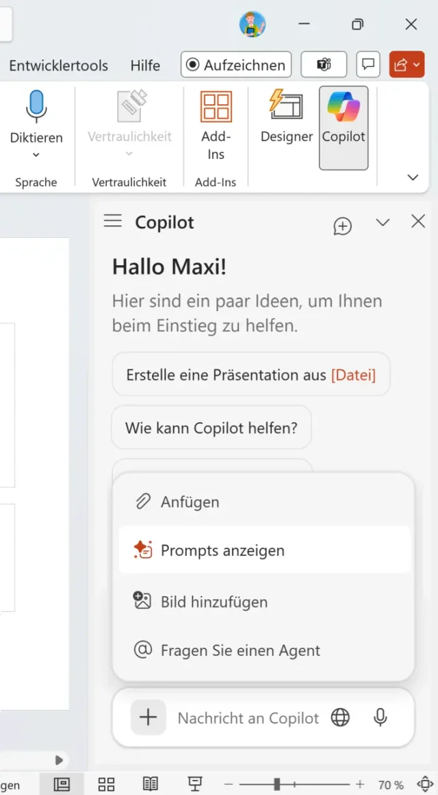 Copilot in PowerPoint für Windows