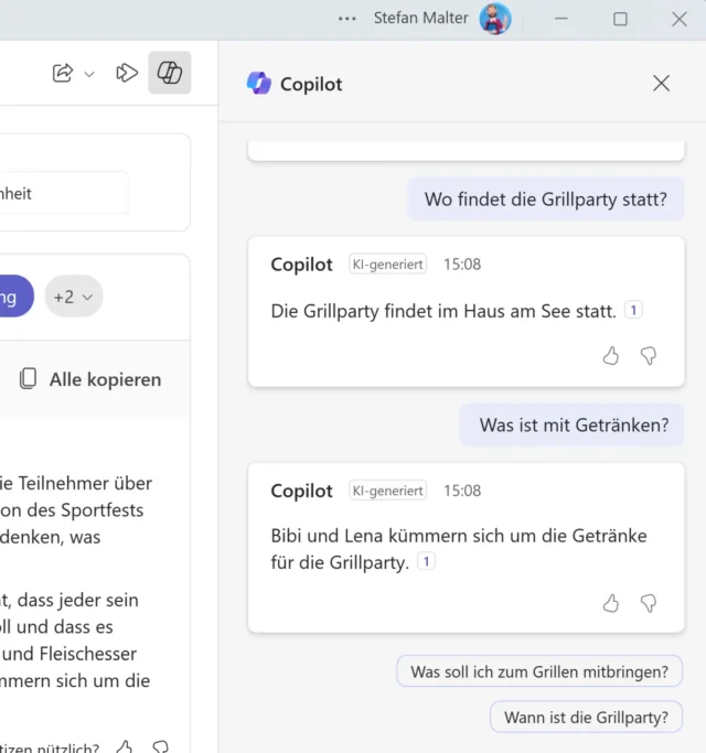 KI-Notizen mit Besprechungsnotizen und Folgeaufgaben