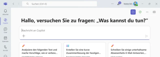 Copilot eingebettet in Microsoft Teams
