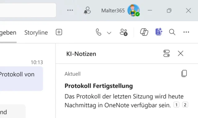KI-Notizen zum Chat