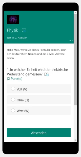 Microsoft Forms auf dem Smartphone