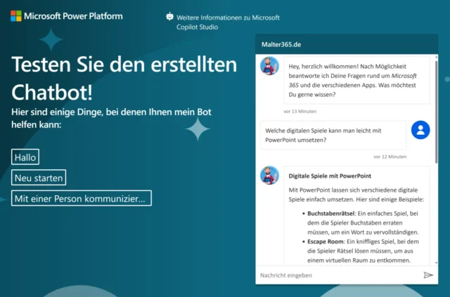 Agent auf Demo-Website testen