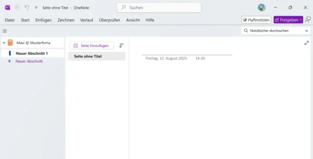 OneNote beim ersten Start