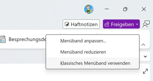 Menüband wechseln in OneNote für Windows