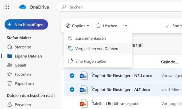 Dateien vergleichen mit Copilot
