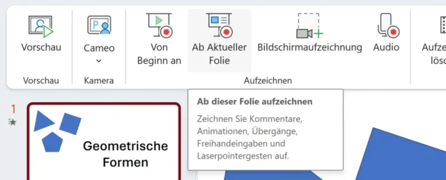 Aufzeichnen im Menüband von PowerPoint für Windows