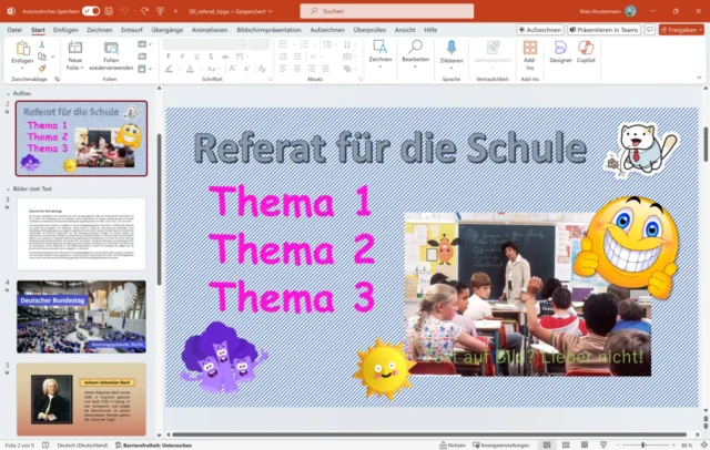 schlechtes Beispiel für eine PowerPoint-Präsentation