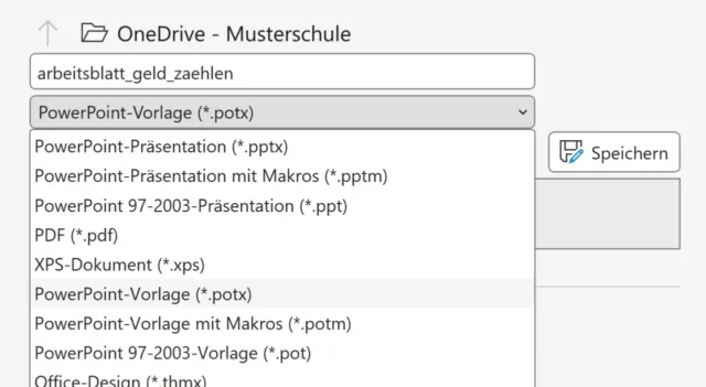 Präsentation als PowerPoint-Vorlage speichern