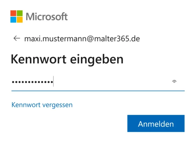 Kennwort eingeben für Microsoft 365