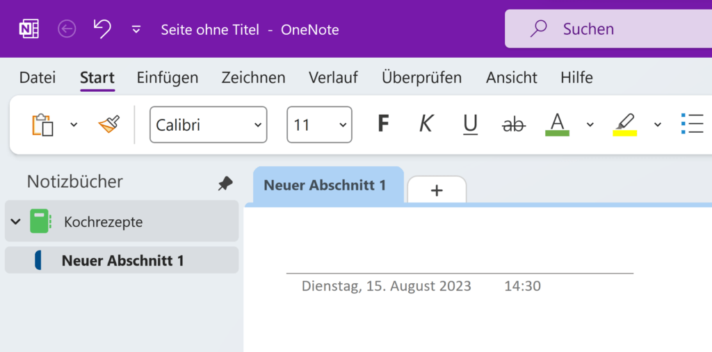 neues Notizbuch in OneNote für Windows