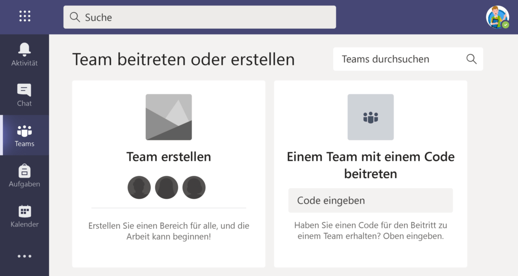 Team erstellen in Microsoft Teams
