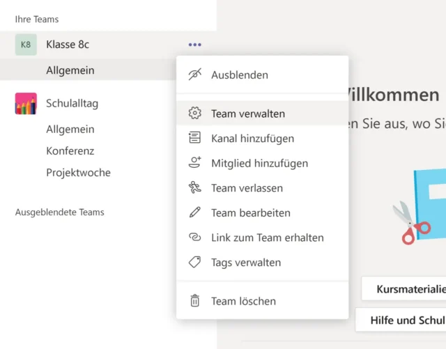 Team verwalten
