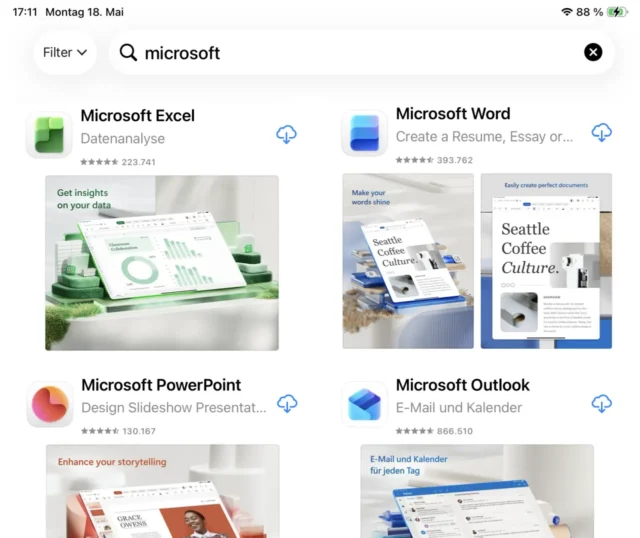 Microsoft-Apps im Apple App Store