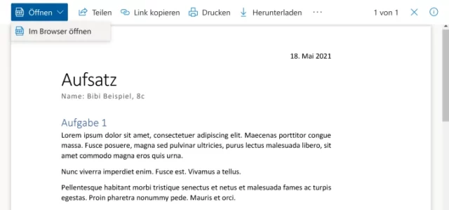 PDF-Vorschau in OneDrive