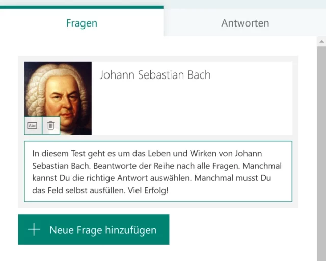 allgemeine Angaben zum Quiz in Microsoft Forms